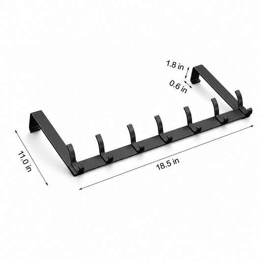 Over-the-Door Hook Rack, 7-Hook Coat and Towel Hanger, No-Drill Storage