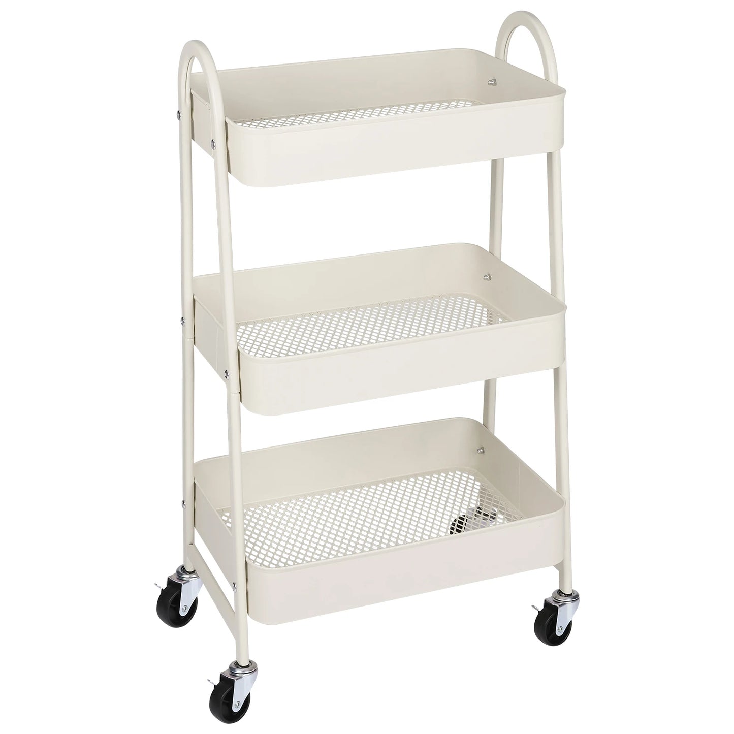 3-Tier Rolling Kitchen Cart, Mobile Storage Trolley with Wheels