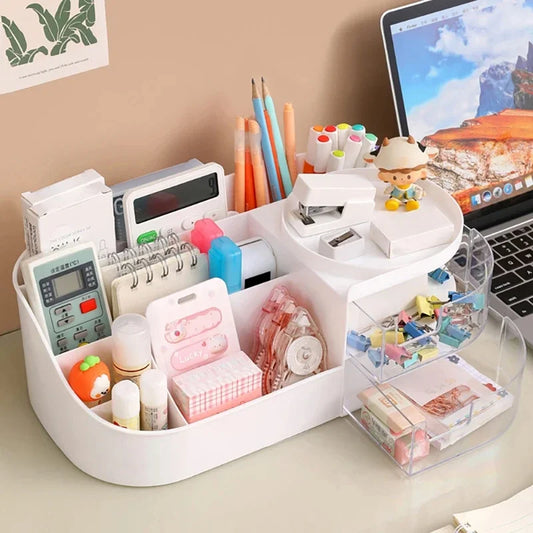 Makeup Organizer with Mirror, Dressing Table Cosmetics Storage Box