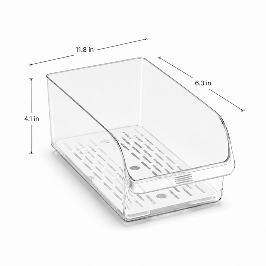 Clear Fridge Storage Bins, Stackable Refrigerator Organizer with Drain Tray