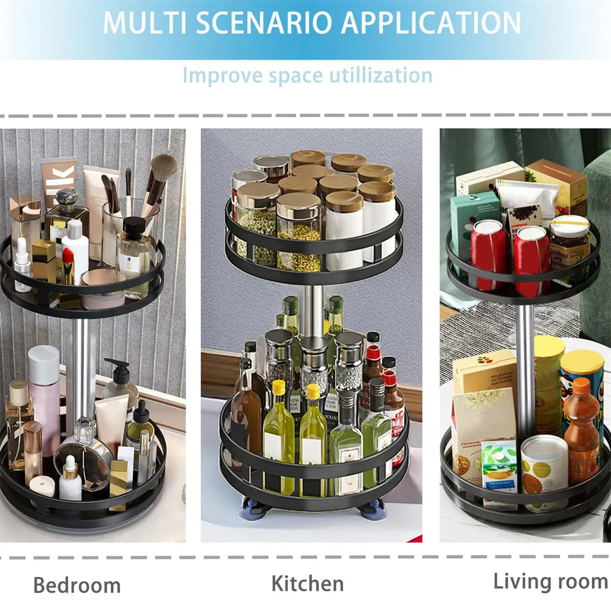 Rotating Spice Rack Organizer, 360-Degree Turntable Kitchen Storage