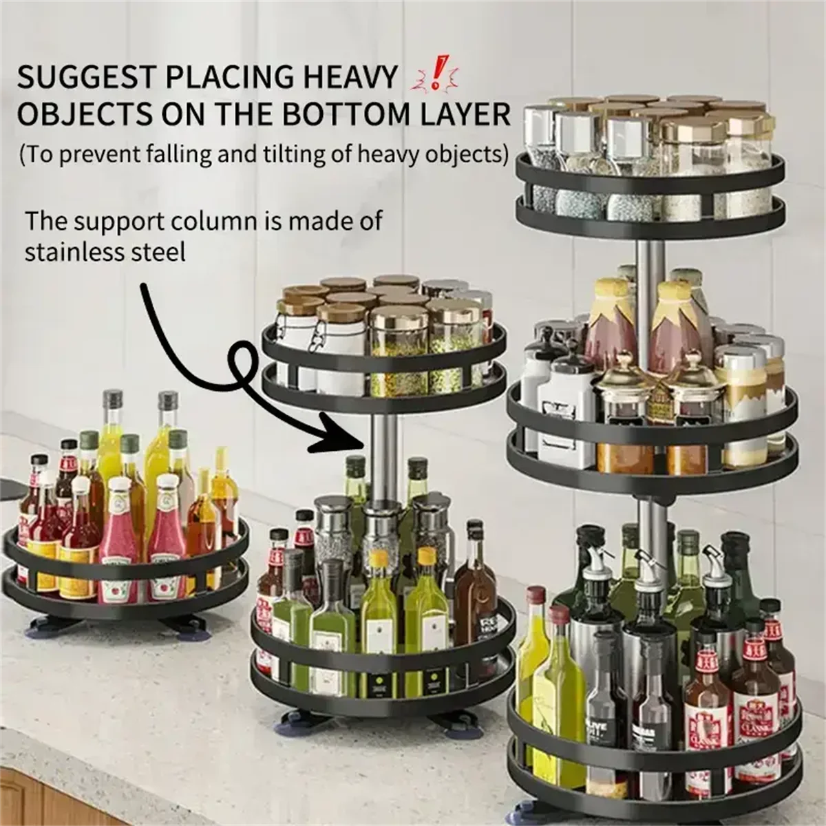 Rotating Spice Rack Organizer, 360-Degree Turntable Kitchen Storage