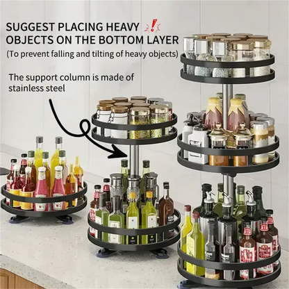 Rotating Spice Rack Organizer, 360-Degree Turntable Kitchen Storage