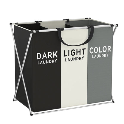 Sectioned Laundry Hamper, Foldable Dual-Compartment Sorting Basket