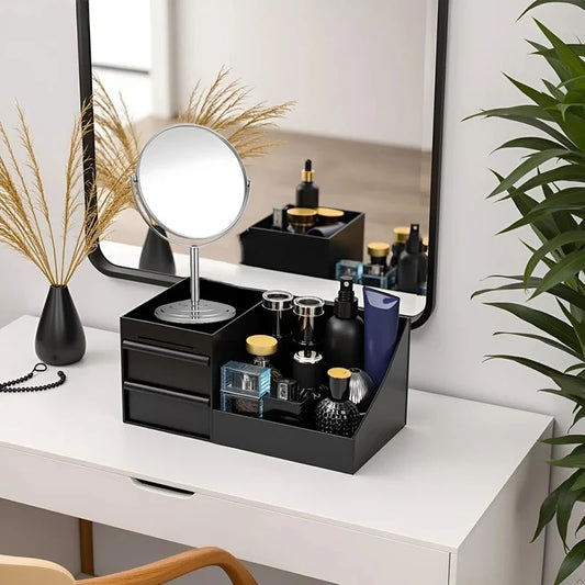 Men's Bathroom Countertop Organizer, Cologne and Grooming Stand with Drawer