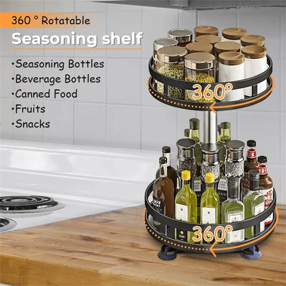 Rotating Spice Rack Organizer, 360-Degree Turntable Kitchen Storage