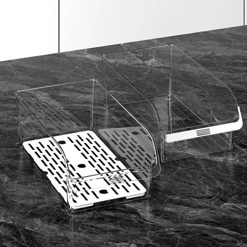 Clear Fridge Storage Bins, Stackable Refrigerator Organizer with Drain Tray