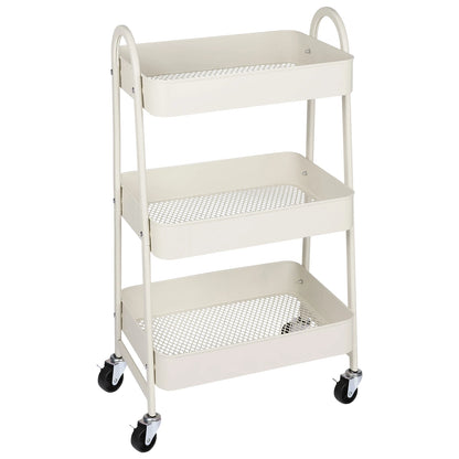 3-Tier Rolling Kitchen Cart, Mobile Storage Trolley with Wheels