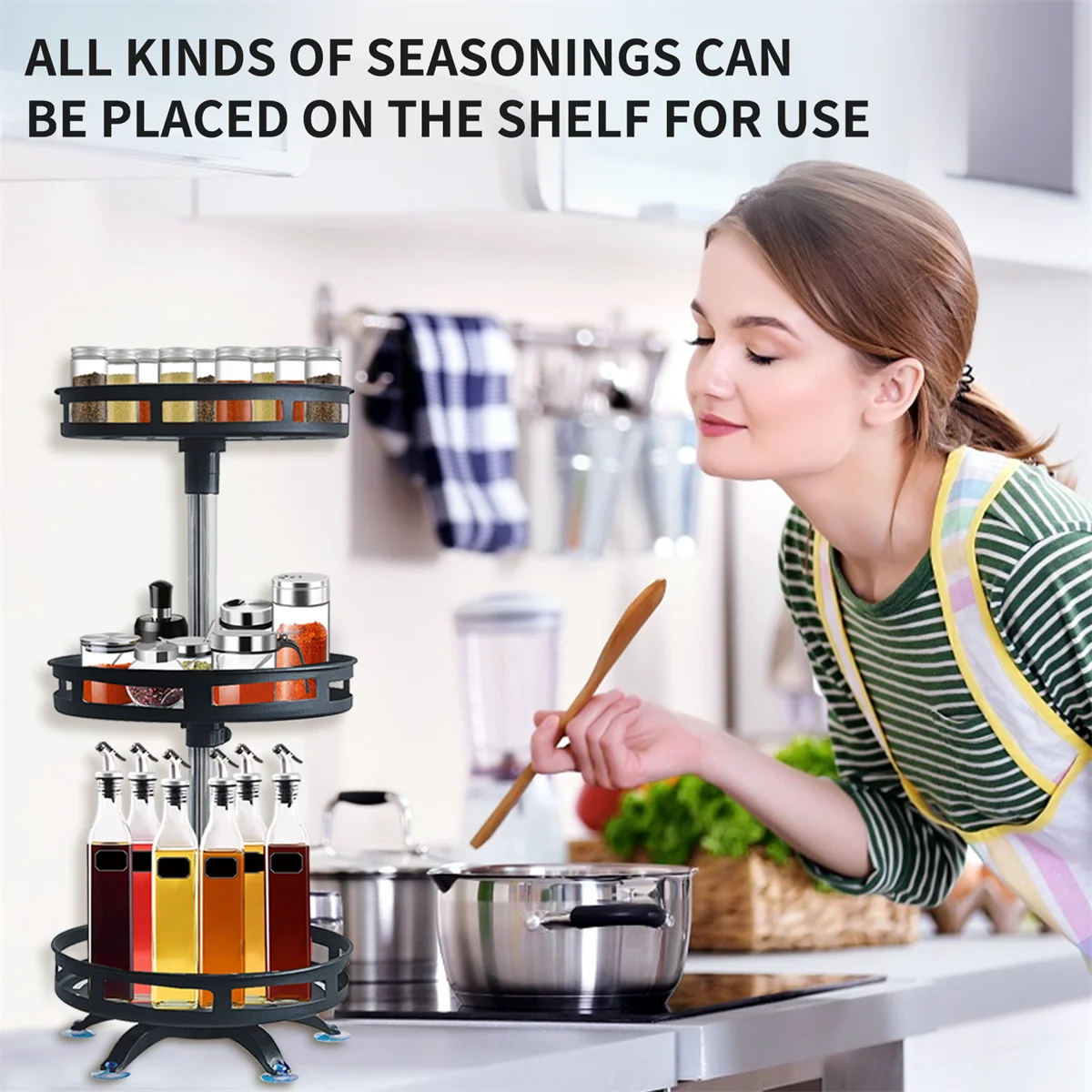 Rotating Spice Rack Organizer, 360-Degree Turntable Kitchen Storage
