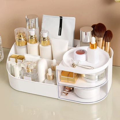 Makeup Organizer with Mirror, Dressing Table Cosmetics Storage Box