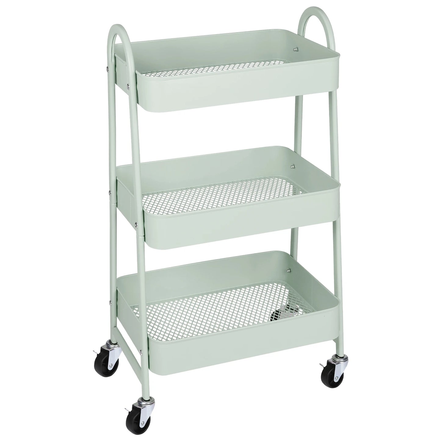 3-Tier Rolling Kitchen Cart, Mobile Storage Trolley with Wheels