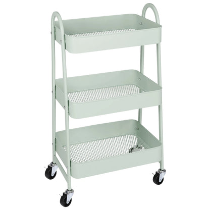 3-Tier Rolling Kitchen Cart, Mobile Storage Trolley with Wheels