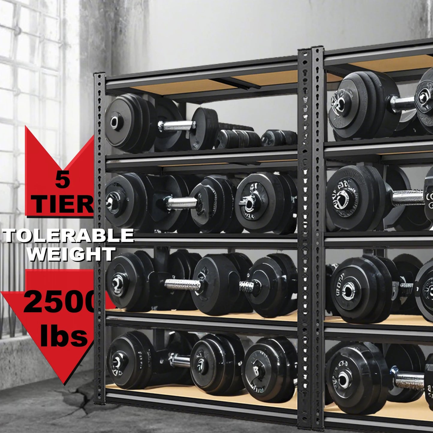Heavy-Duty Garage Shelving Unit, 5-Tier Adjustable Storage Shelves