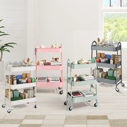 3-Tier Rolling Kitchen Cart, Mobile Storage Trolley with Wheels