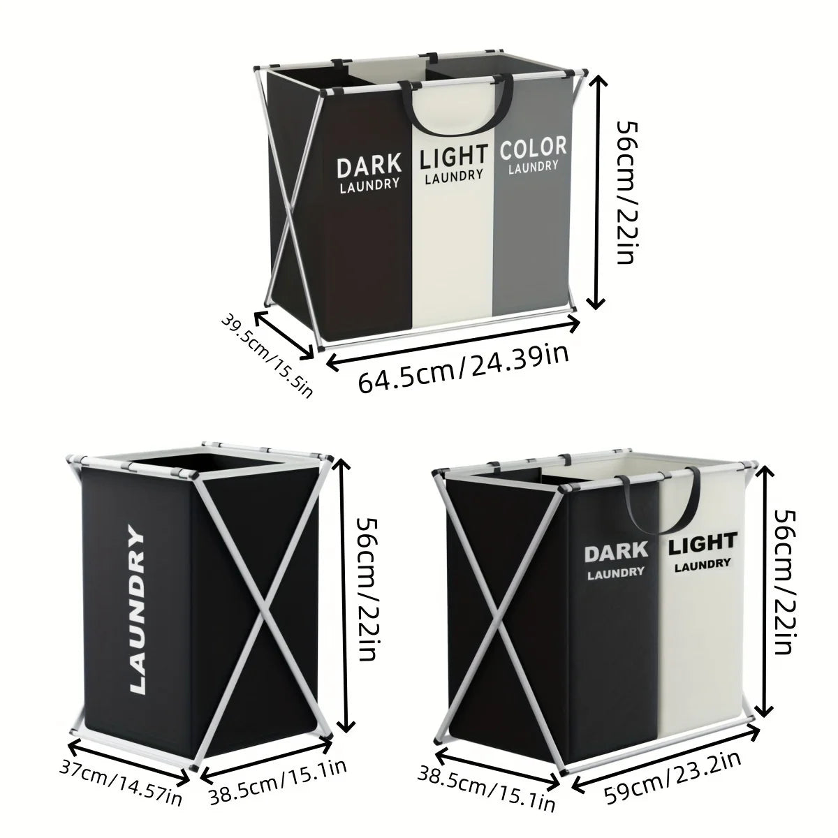 Sectioned Laundry Hamper, Foldable Dual-Compartment Sorting Basket