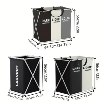 Sectioned Laundry Hamper, Foldable Dual-Compartment Sorting Basket