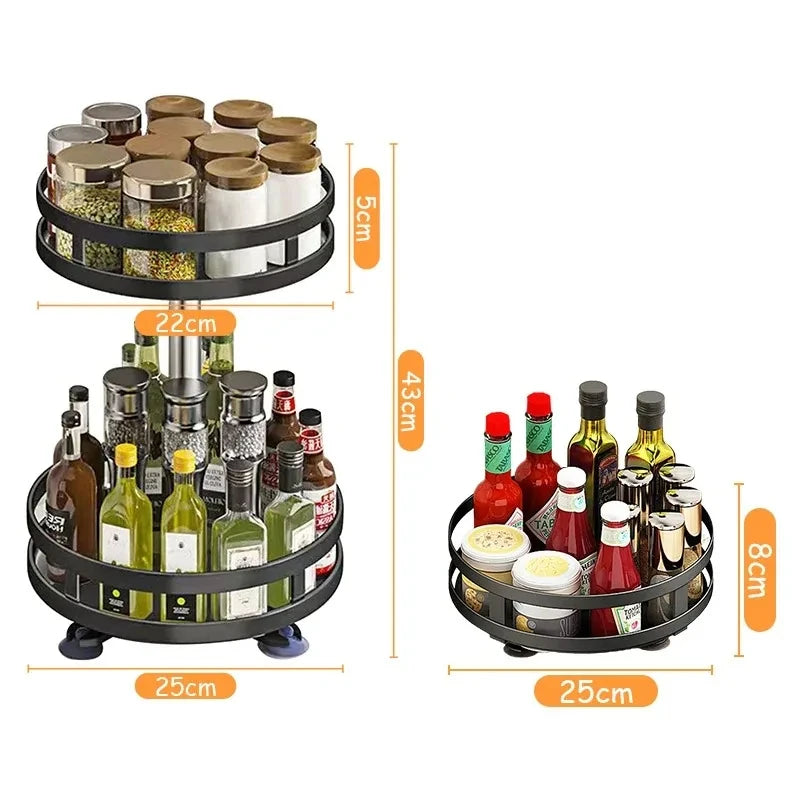 Rotating Spice Rack Organizer, 360-Degree Turntable Kitchen Storage