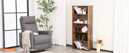 6-Tier Wooden Bookshelf, Tall Open Storage Shelf for Living Room