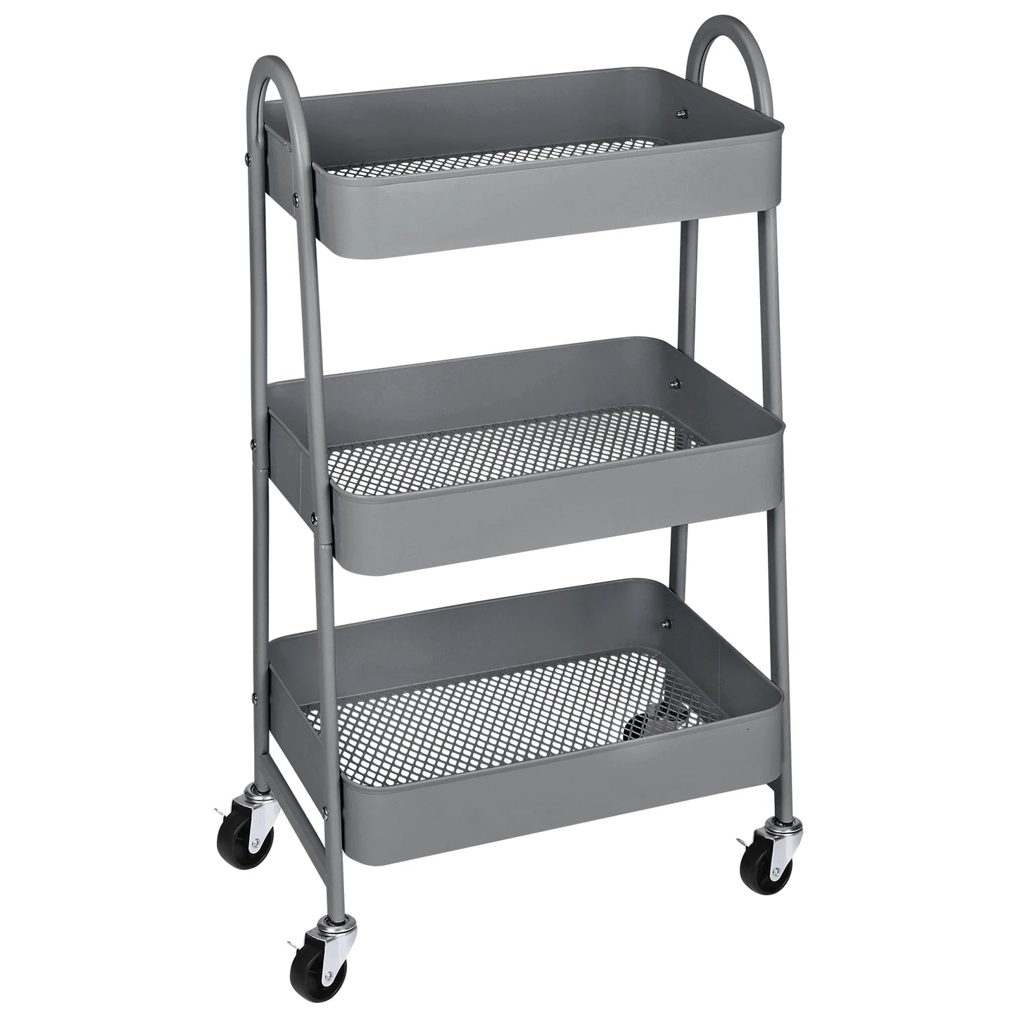 3-Tier Rolling Kitchen Cart, Mobile Storage Trolley with Wheels