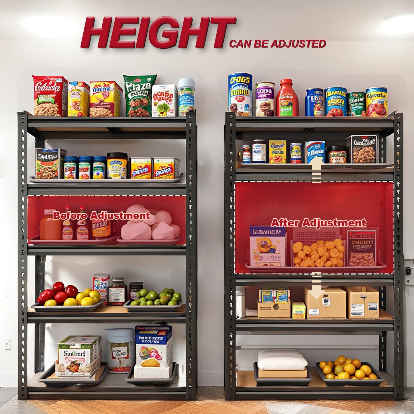 Heavy-Duty Garage Shelving Unit, 5-Tier Adjustable Storage Shelves