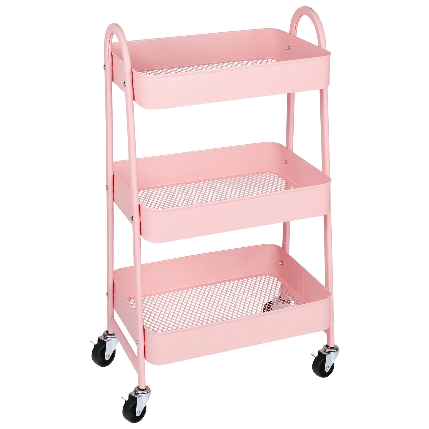 3-Tier Rolling Kitchen Cart, Mobile Storage Trolley with Wheels
