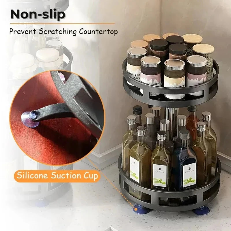 Rotating Spice Rack Organizer, 360-Degree Turntable Kitchen Storage