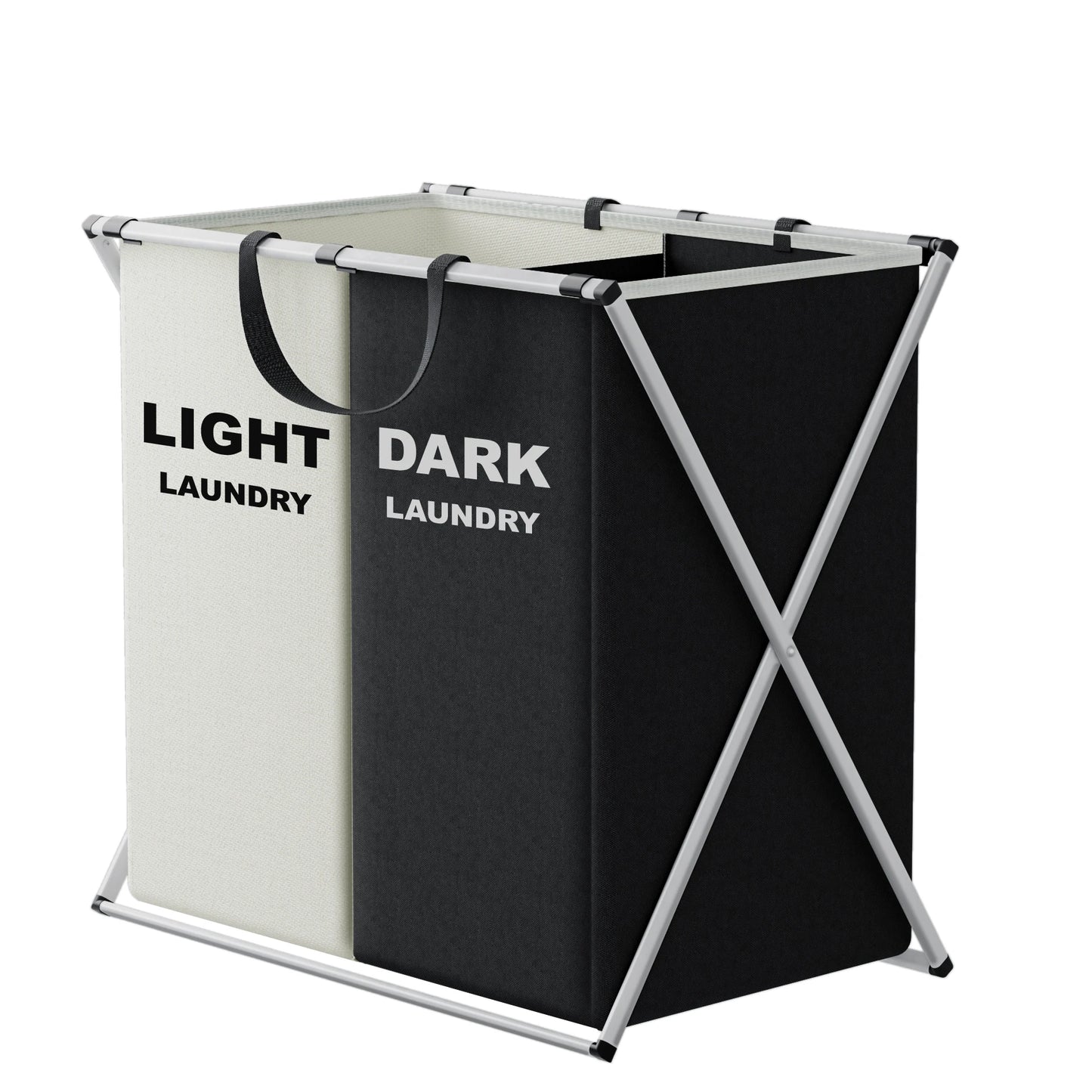 Sectioned Laundry Hamper, Foldable Dual-Compartment Sorting Basket
